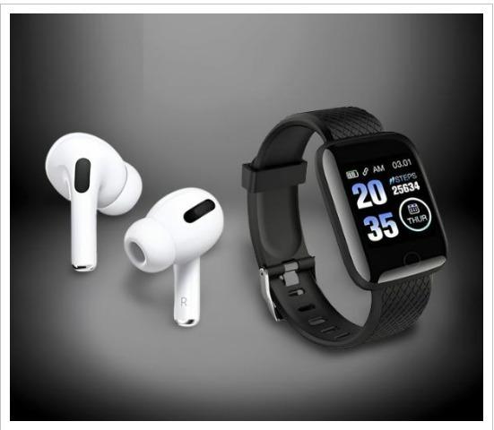Combo Of Truly Earbuds Headset with Mic, & Bluetooth D116 Smart Watch with Heart Rate Monitor and Other Features a29m3r-st