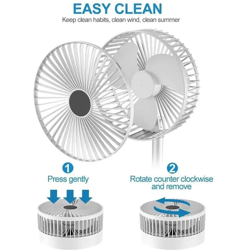 Exxelo Foldable High-Speed Rechargeable Table Fan – USB Powered, 4-Blade Design a29m3r-st