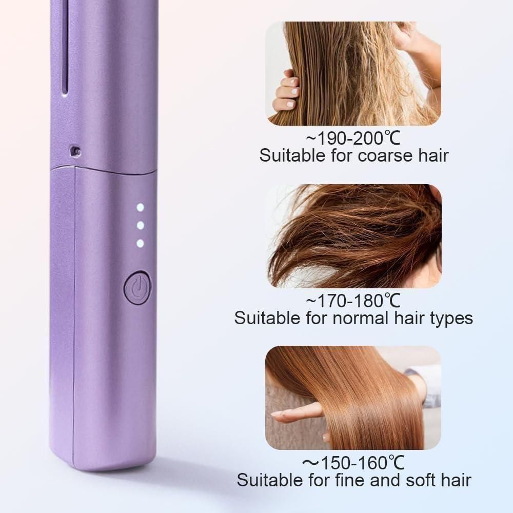 Meneflix Portable Mini Hair Straightener Cordless Rechargeable Mini Adjustable Hair Straightener Hot Comb a29m3r-st
