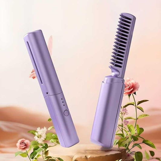 Meneflix Portable Mini Hair Straightener Cordless Rechargeable Mini Adjustable Hair Straightener Hot Comb a29m3r-st