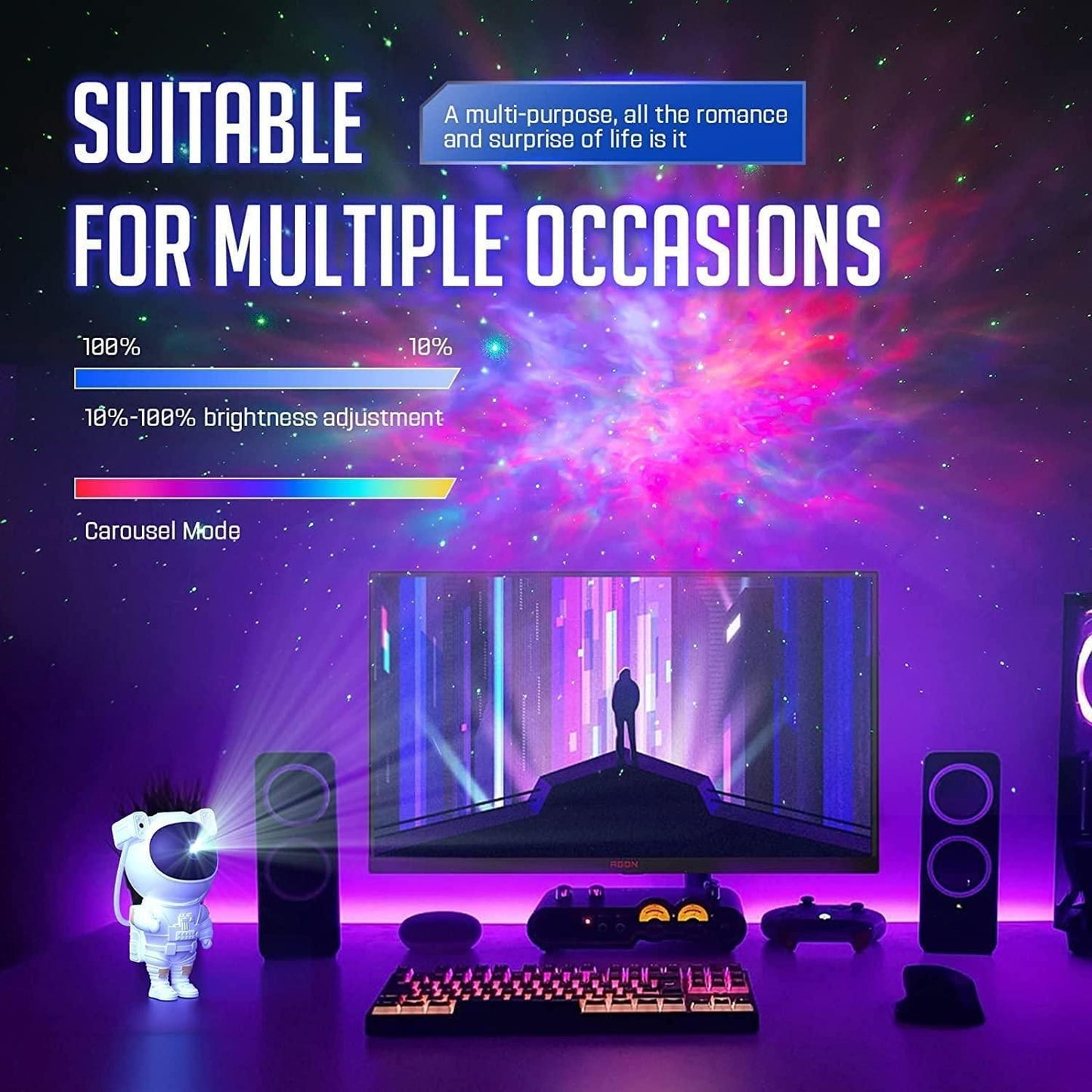 GalaxyGlow Astronaut – 360° Star Projector with Remote - ZyNova Tech
