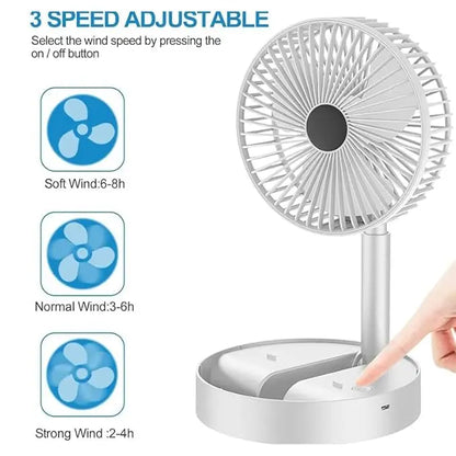 Exxelo Foldable High-Speed Rechargeable Table Fan – USB Powered, 4-Blade Design a29m3r-st