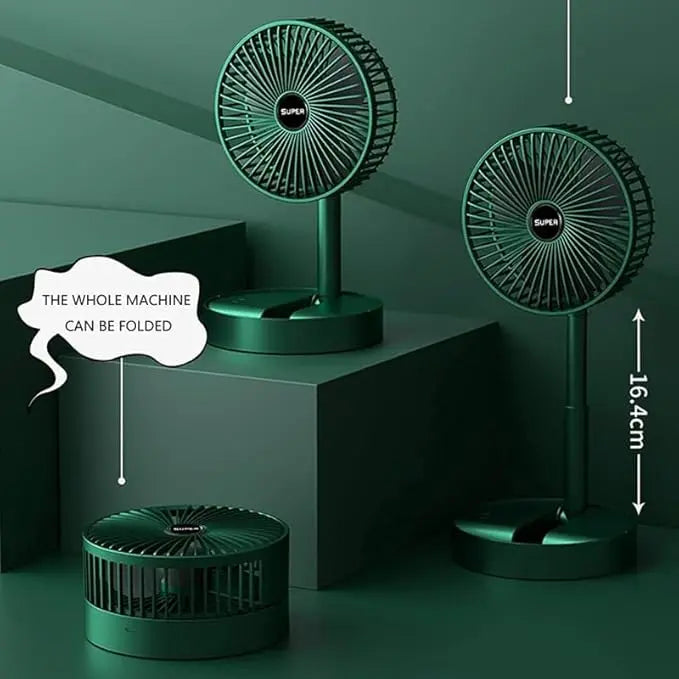 Exxelo Foldable High-Speed Rechargeable Table Fan – USB Powered, 4-Blade Design a29m3r-st