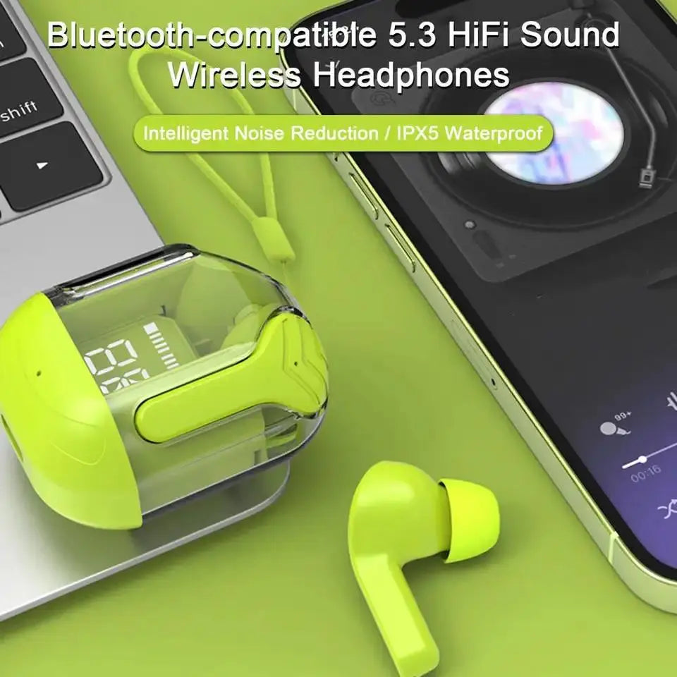 Crystal Portable LED Display Professional Clear Sound Wireless Earbuds a29m3r-st