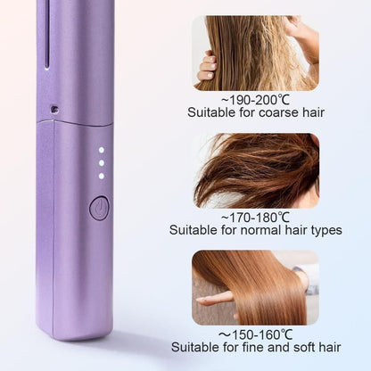 Meneflix Portable Mini Hair Straightener Cordless Rechargeable Mini Adjustable Hair Straightener Hot Comb a29m3r-st