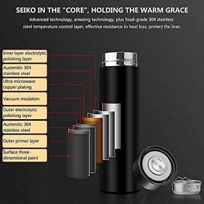 Stainless Steel Temperature Water Bottle Thermos, Double Wall Vacuum Intelligent Cup with LCD Smart Display (500 ML) a29m3r-st